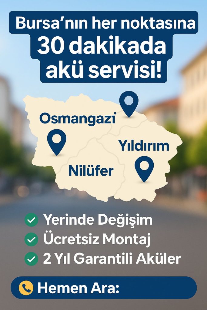 Zirve Akü Bursa 7/24 Mobil Akü Yerinde Değişim 2 a map of a city with blue and white text